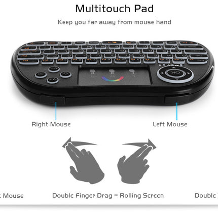 H9 Wireless Backlit Colorful Touch Remote Control Keyboard